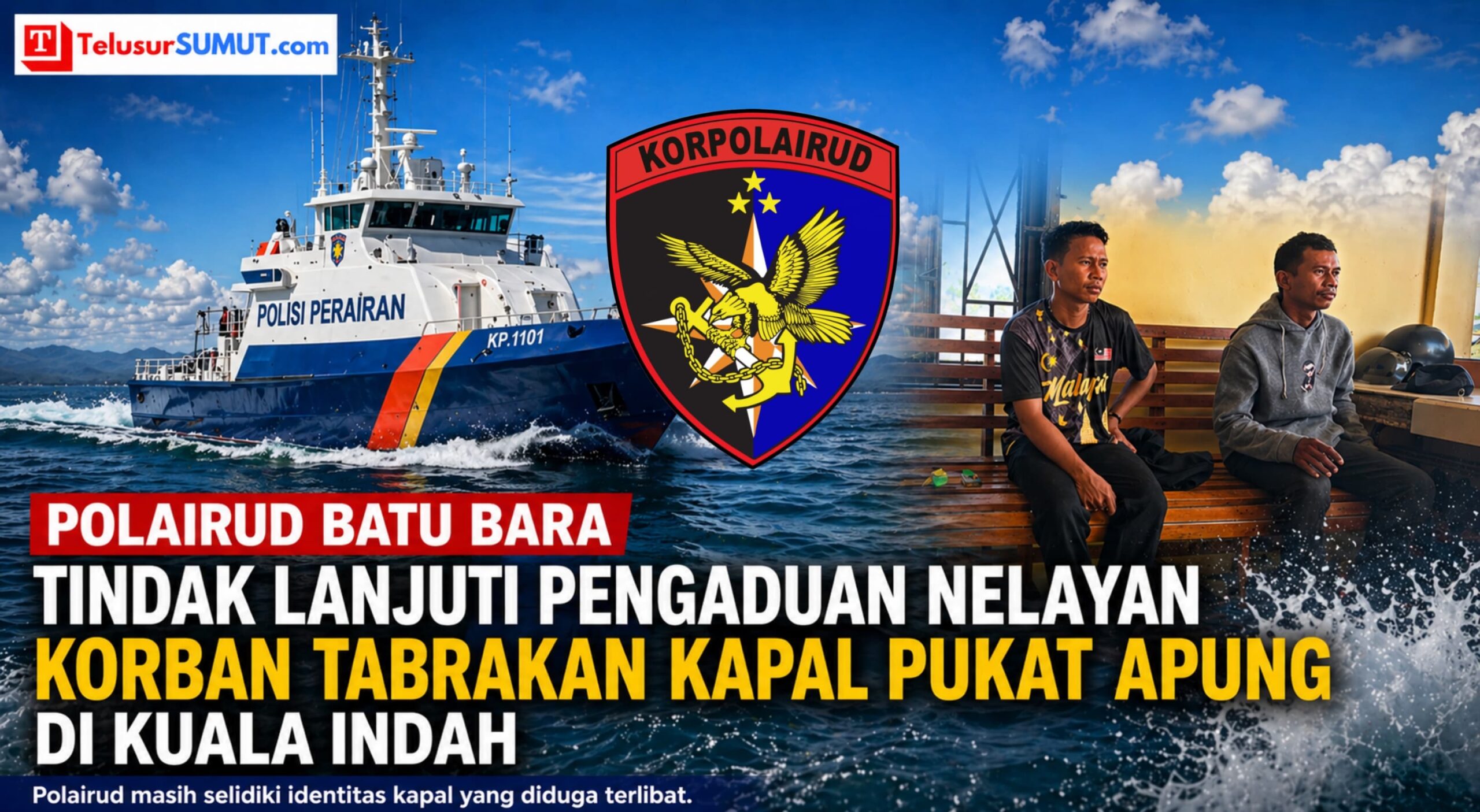 Polairud Batu Bara Tindak Lanjuti Pengaduan Nelayan Korban Tabrakan Kapal Pukat Apung di Kuala Indah