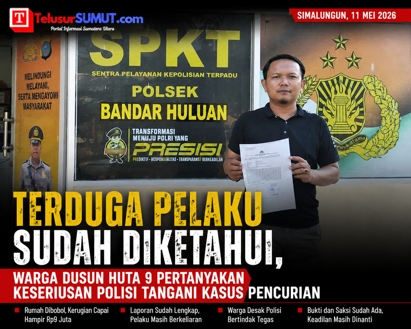 Terduga Pelaku Sudah Diketahui, Warga Dusun Huta 9 Pertanyakan Keseriusan Polisi Tangani Kasus Pencurian
